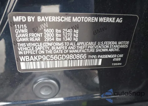 2016 BMW 550I xDrive z USA, uszkodzony, nr VIN WBAKP9C56GD980866